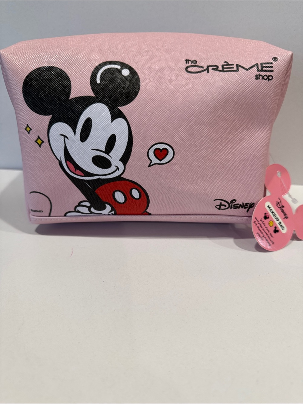 The Crème Shop Disney Pink Mickey Mouse Cosmetic Pouch with Lip Balm NWT